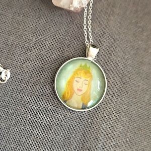 Aurora 1947 Disney Book page necklace Sleeping Beauty ooak original page